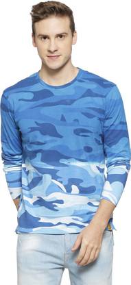 CAMPUS SUTRA Printed Men Round Neck Blue T-Shirt