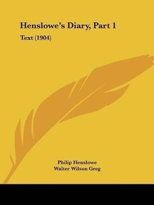 Henslowe's Diary, Part 1
