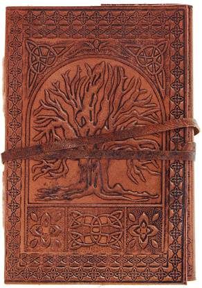 CRAFT CLUB Leather diary(notebook) with tree of life embossing Regular Journal Unruled 144 Pages