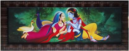 Art collection Lord Krishna Radha Krishna Painting with Frame Radha Krishna Wall Painting with Frame Radha Krishna Photo Frames For Wall Radha Krishna Painting With Frame For Bedroom Lord Krishna Paintings For Home Radha Krishna Wall Frames Modern Art Paintings of Lord Krishna and Radha Wall Mount Frame Ink 7.2 inch x 19.2 inch Painting
