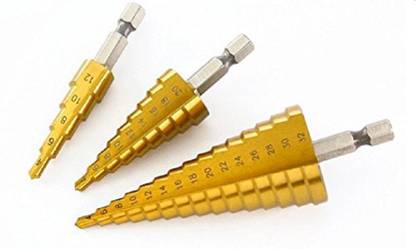 Tools Centre Drill Bit Set Power Tools Step Drill 4-12/4-20/4-32mm Cone Titanium Coated Metal Hole Cutter Tools (3 Pcs 4 To 12 mm, 20 mm, 32 mm.)
