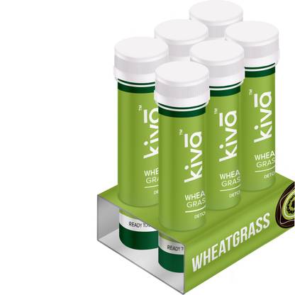KIVA Wheatgrass Juice | Tasty Ready-To-Drink Ayurvedic Juice Shot | Skin Cleansing & Detoxifying Wellness Shots | (40 ml per shot) (Pack of 6 shots)