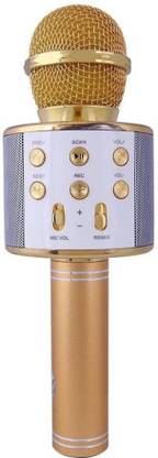 Pop WS-858 Wireless Handheld Bluetooth Mic with Speaker (Bluetooth Speaker) Audio Recording and Karaoke Feature Microphone Handheld