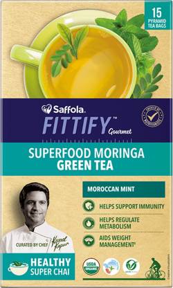 Saffola Fittify Gourmet Superfood Moringa Moroccan Mint Green Tea Box