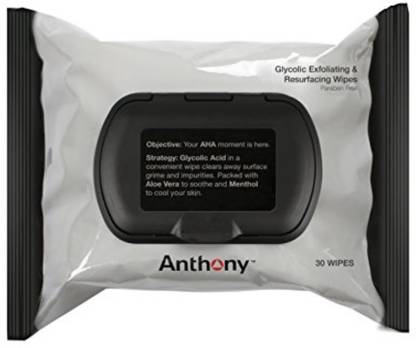Anthony Glycolic Exfoliating and Resurfacing Wipes, 30 Wipes Face Wash