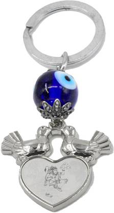 faynci Flying Hanuman with mountain Love Bird Evil Eye Keychain for Good Luck and Gifting Key Chain