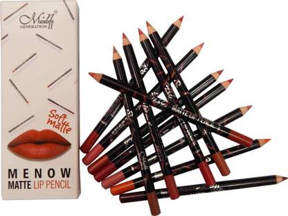 Menow waterproof lip pencil / liner set of 12 multicolor soft matte