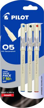 PILOT Hi-Techpoint 05 (1Blue + 1Black +1Red) Roller Ball Pen