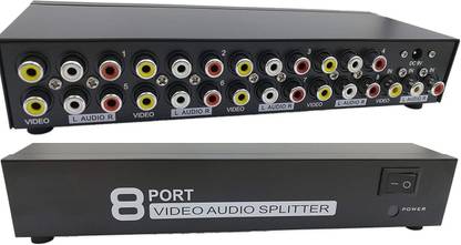 microware 1x8 RCA AV Splitter 8 Port Video Audio Distributor Media Streaming Device