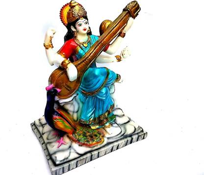 krishnagallery1 Saraswati Mata Murti Special Marbel look Shining Statue ( Large size 10-12 inch Size ) Decorative Showpiece  -  6 cm
