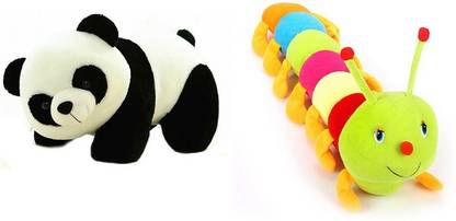 TANISI Panda Soft Toy (26 Cm) And Multicolor Caterpillar (55 Cm) Combo  - 55 cm