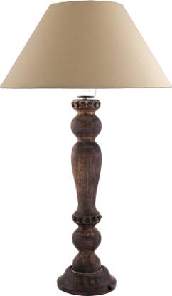 Homesake Black Wood Table Lamp With Golden Shade Table Lamp