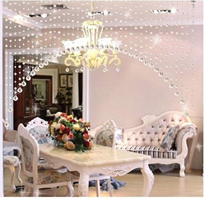 NP Crystal Bead and Glass Drops Arch Shape, Partition Spaces 100 cm (3 ft) PVC (Polyvinyl Chloride) Transparent Window Curtain (Pack Of 20)