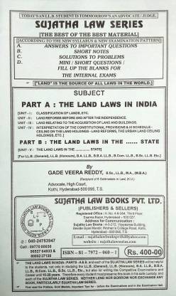 Sujatha Publication's LAND LAWS IN INDIA (Classification Of Lands Etc., Land Reforms Before And After Independence, Law Relating To The Acquisition Of Land And Buildings, Interpretations To Land Laws