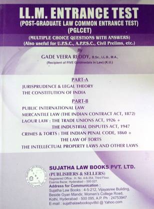 LL.M. ENTRANCE TEST Book For PGLCET - Post Graduate Law Common Entrance Test / Multiple Choice Questions With Answers / First Book For LLM Entrance Test / Useful For UPSC And APPSC Exams