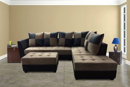 guarented Pulsation Rexine & Velvet Half-leather 5 Seater Sofa
