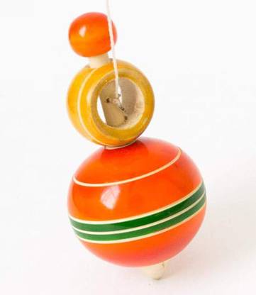 Simple Days Wooden Spinning Tops Wind Up String Top - Round