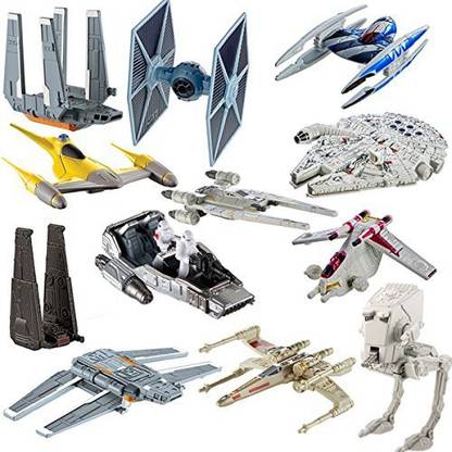 Genrc Star Wars 12 Pack Spaceship Models Toys Set Figures & Stands Mattel