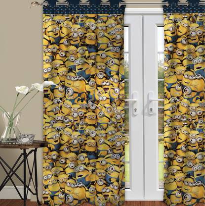 MINIONS 223 cm (7 ft) पॉलिएस्टर लंबा दरवाजा पर्दा (2  का पैक)