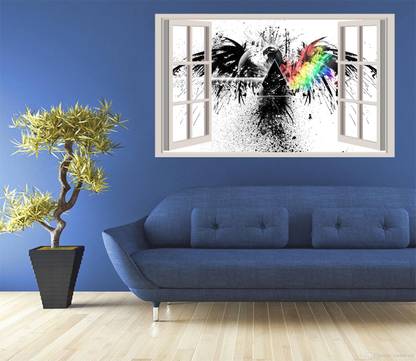 GADGETSWRAP 4K Ultra HD Pink Floyd Fake Window Style Wall Decal For Home & Office (50cmx90cm)