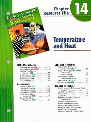 North Carolina Holt Science & Technology Chapter 14 Resource File: Temperature and Heat