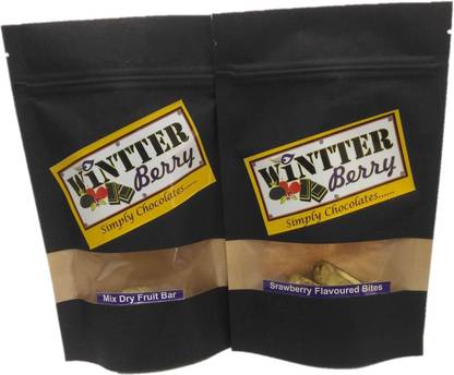 wintter berry combo pack of dark mix dry fruit bar and strawberry flavored chocolate Bars