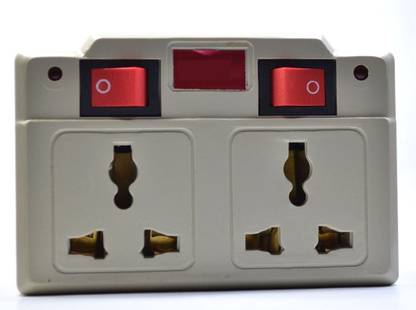ESN 999 Multiplug 2 switches & 4 Sockets with Indicator-Off White 6 A Three Pin Socket