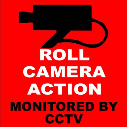 signEver Roll Camera Action Monitored By Cctv Sign Sticker For Security Information Vinyl Signage Emergency Sign
