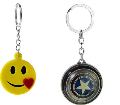 Three Shades Avengers keychain Captain America Shield Keychain & Heart Emoji Key chain Key Chain