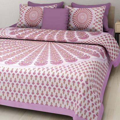 BADGUJAR 280 TC Cotton Double Floral Flat Bedsheet