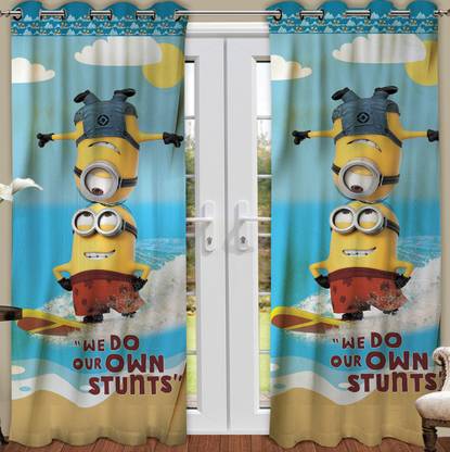 MINIONS 223 cm (7 ft) Polyester Semi Transparent Door Curtain Single Curtain