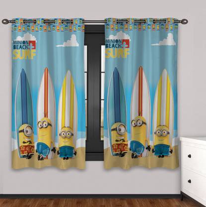 MINIONS 147 cm (5 ft) Window Polyester Semi Transparent Curtain (Pack Of 2)