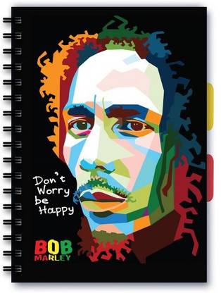 Posterskart Notebook A5 Ruledskart Bob Marley 'Don't Worry Be Happy' Quote Notebook A5 Ruled A5 Notebook Ruled 200 Pages