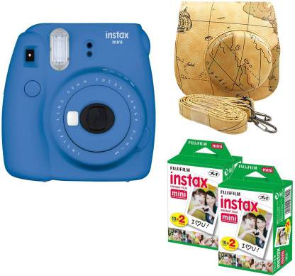 FUJIFILM Mini 9 Cobalt Blue with Maps Case and 40 Shots Instant Camera