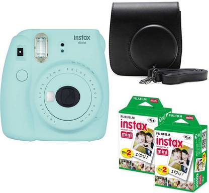 FUJIFILM Mini 9 Ice Blue With Black Case And 40 Shots Instant Camera