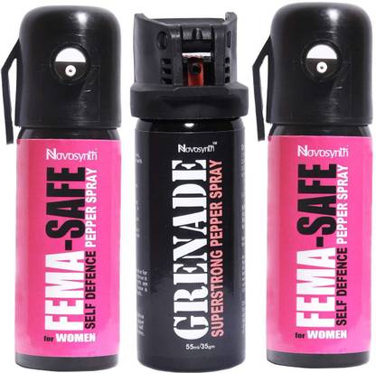 Novosynth FEMASAFE & GRENADE Family pack - 2 Units FEMASAFE + 1 Unit GRENADE Pepper Spray Pepper Fogger Spray