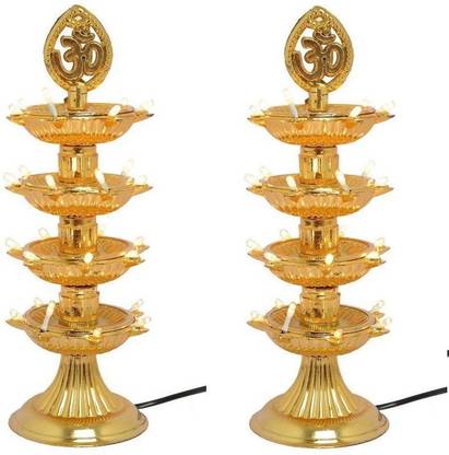 STARVIN 4 layer electric gold LED diya deepak light for diwali home temple decorative Table Lamp