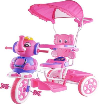Oximus Baby Tricycle for Kids with Front and Back Basket Parent Handle with Canopy Musical Kids | Tricycle for Kids | Tricycle for Baby Boy & Girl | Baby Tricycle | Toys for 2 3 4 5 Years Toddler Tricycle Toys for Gifting Cycle with Musical Best Baby Children Cycle Toys 515-Pinktricycle Tricycle