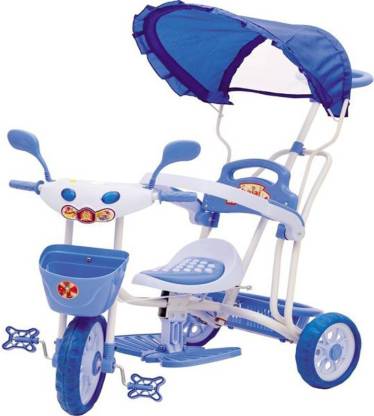 Oximus Baby Tricycle for Kids with Front and Back Basket Parent Handle with Canopy Musical Kids | Tricycle for Kids | Tricycle for Baby Boy & Girl | Baby Tricycle | Toys for 2 3 4 5 Years Toddler Tricycle Toys for Gifting Cycle with Musical Best Baby Children Cycle Toys 050bluetricycle1 Tricycle