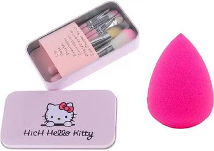 hich Hllo Ktty Mini Makeup Brush Set + Sponge Puff