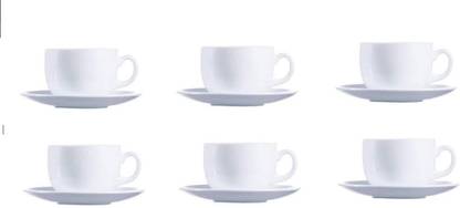 ezra Pack of 12 Melamine Tableware Iconic White Tea Cup saucer set 130 ml