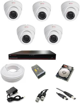 CP प्लस 2.4 MP 8 CH DVR Kit with 5 Dome Camera, 1 TB HDD and all required accessories सिक्योरिटी कैमरा