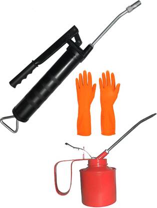 ISC Hand-Operated Grease Gun 10 oz + Oil Can 1/2 Pint Multi Purpose Auto Repair Tool Manual Pump