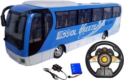 IndusBay Remote Control R/C City Commute Bus 4 Channel 2.4 GHz Radio Controlled Big Size Bus with Working Head Light Toy for Kids - Blue