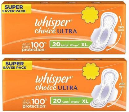 Whisper Choice ultra 20+20 Sanitary Pad (Pack of 2) Sanitary Pad