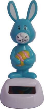 Gwals Solar Based Shaking & Dancing Blue Rabbit for Car Dashboard Decorative Showpiece  -  8 cm