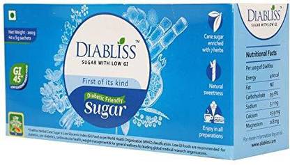 DiaBliss Herbal Cane Sugar 5 Gms Sachet Pack - 200 Gms(40x5g) - Pack of 5 with Complimentary Air Lock Box Container Sugar