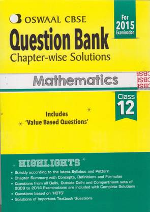 Oswaal CBSE Question Bank chapter-wise solutions For Class 12 Mathematics