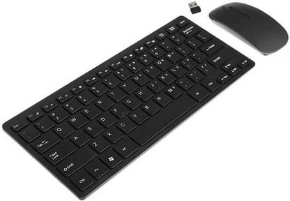 FU4 THIN 2.4 G WIRELESS KEYBOARD & MOUSE WIRELESS MULTI -DEVICE KEYBOARD Wireless Multi-device Keyboard (Black) Combo Set Designed for Gaming