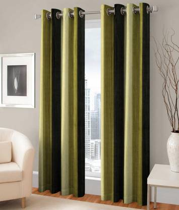 SHAKRIN 274 cm (9 ft) Polyester Semi Transparent Long Door Curtain (Pack Of 2)
